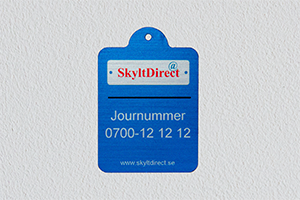 Blå infärgad aluminiumskylt