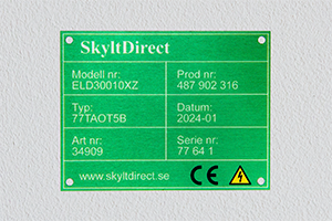 Infärgad typskylt, grön