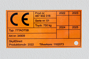 Industriinskylt, infärgad aluminium