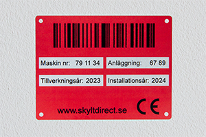 Skylt med streck-kod, infärgad