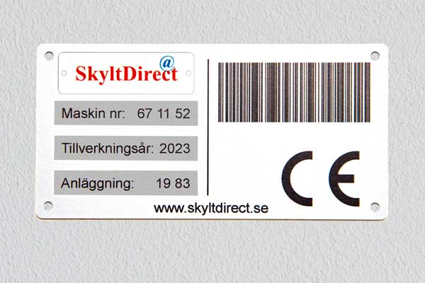 Skylt med streck-kod