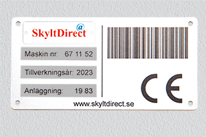 Skylt med streck-kod