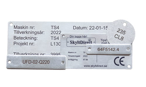 Lasergraverade metallskyltar