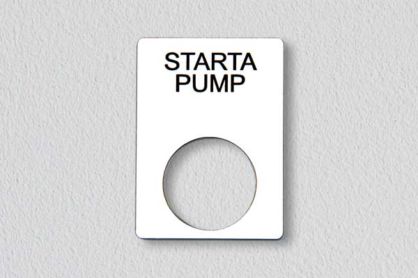 Haklappsskylt för pump