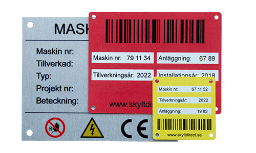 Infärgade aluminiumskyltar