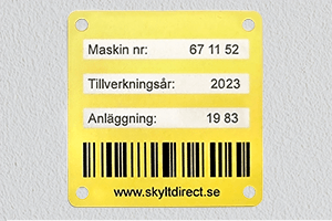 Gul infärgad aluminiumskylt