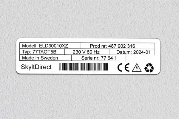 Typskylt med QR-kod