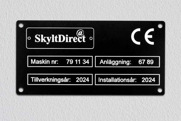 Industriskylt i graverad plast