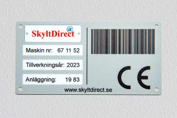 Industriskylt med streckkod