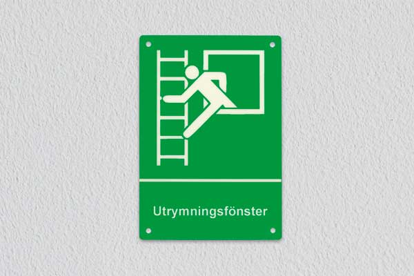 Nödskylt, utrymningsfönster