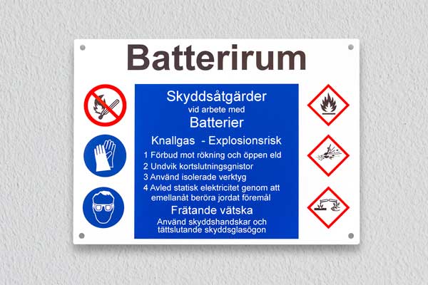 Skylt för batterirum