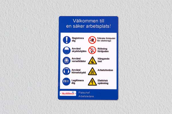 Påbudsskylt, säker arbetsplats