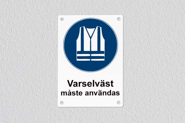 Påbudsskylt om varselväst