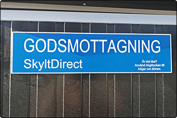 Plåtskylt, godsmottagning