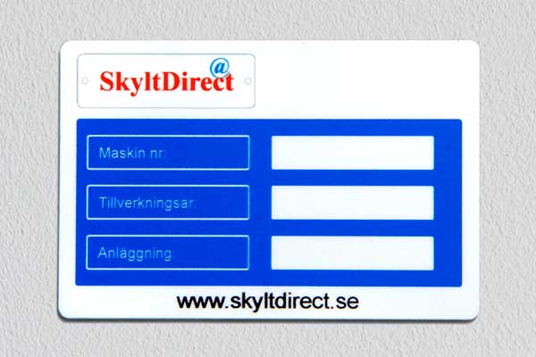 Anläggningsskylt, printad aluminium