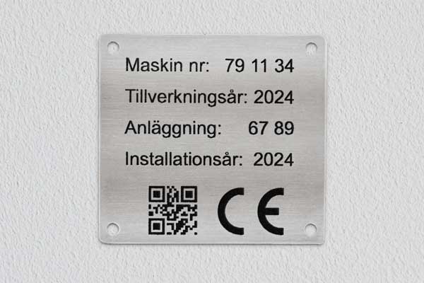 CE-skylt, rostfri metall
