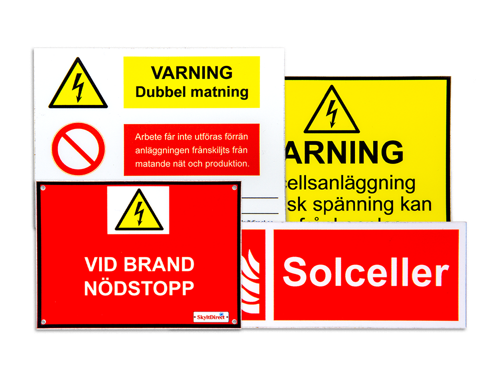 Skyltar till solcellsanläggningar