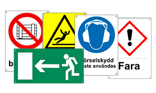 Varningsskyltar, påbudsskyltar, förbudsskyltar