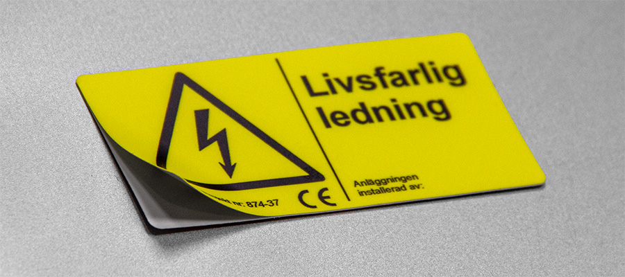 Printade klistermärken för industriell användning