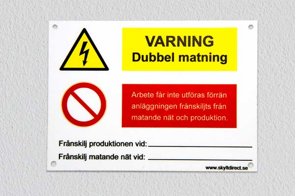 Varning, dubbelmatning