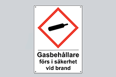 Varning för gasbehållare